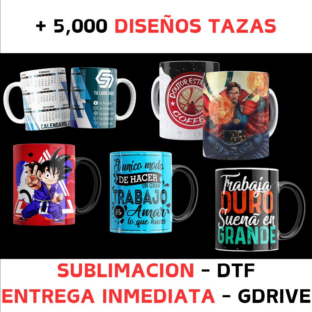 Pack de Diseños para Sublimación de Tazas - Temáticas Variadas
