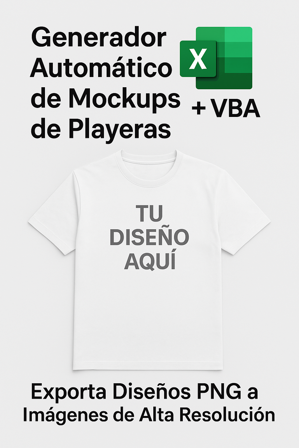 Generador Automático en Excel: Mockups + Catálogo PDF para Playeras y Ropa Personalizada