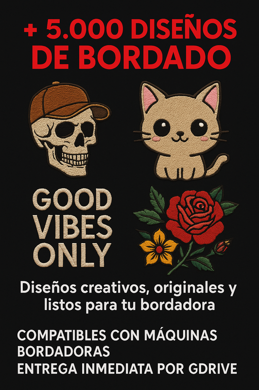 Paquete con 8000 Diseños de Bordado | Multi-formatos y Tamaños