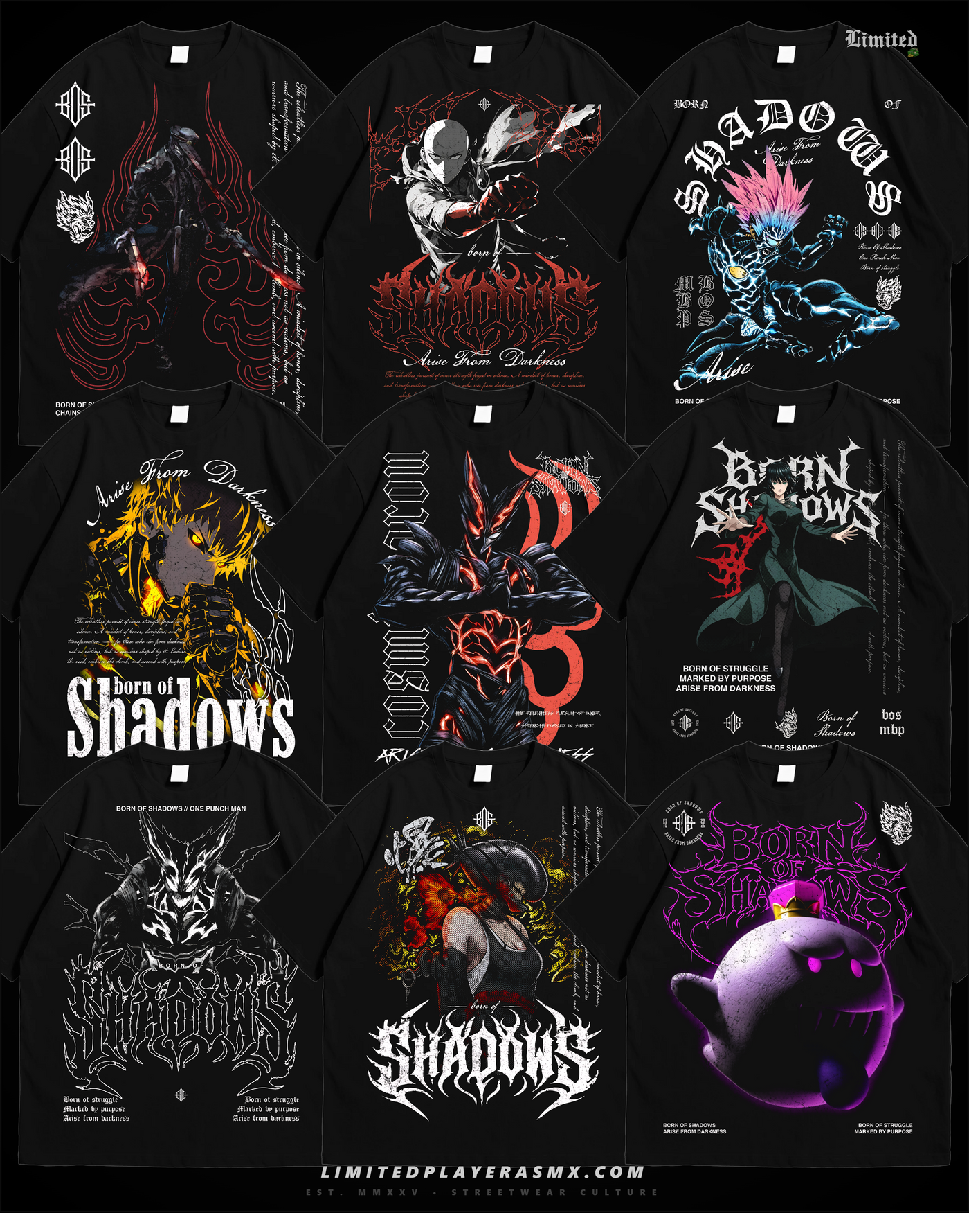 Pack BORN OF SHADOWS Gym +40 Diseños PNG 300 DPI Semitonos