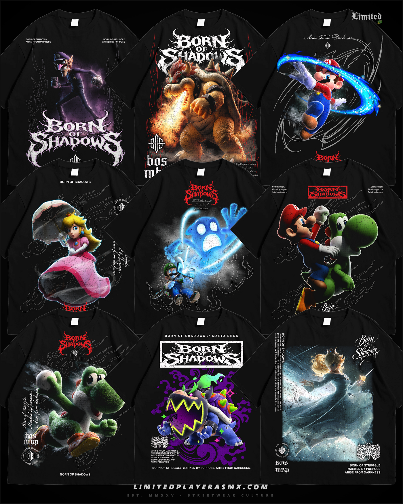 Pack BORN OF SHADOWS Gym +40 Diseños PNG 300 DPI Semitonos